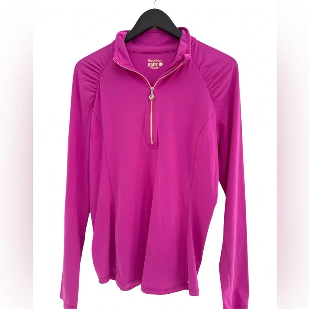 Lilly Pulitzer Hot Pink Quarter-Zip Long Sleeve Top - Picture 2 of 7